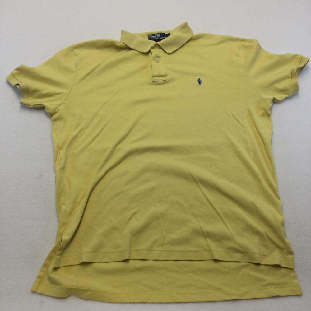 Polo Ralph Lauren Polo Shirt Mens Large Yellow 100% Cotton Short Sleeve Casual